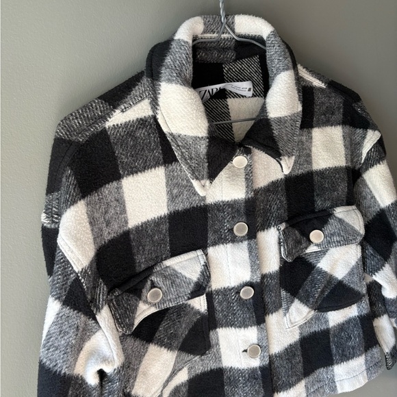 Zara size xs Plaid Black and White Women's Cropped Jacket - Picture 4 of 8